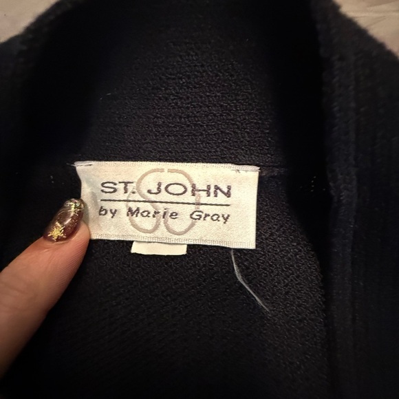 St John Vintage Black Open Front Cardigan with Gold Buttons Size Medium $1298 - Picture 9 of 11